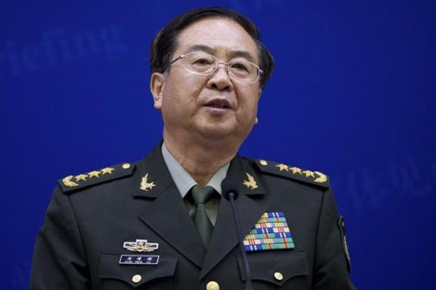 Chief of the general staff of China's People's Liberation Army Fang Fenghui speaks during a press briefing with U.S. Joint Chiefs Chairman General Martin Dempsey (not pictured) at the Bayi Building in Beijing April 22, 2013. CREDIT: REUTERS/ANDY WONG/POOL